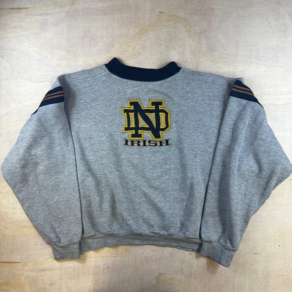 Vintage Team Edition Notre Dame Fighting Irish Sweatshirt Gray XL Embroidered